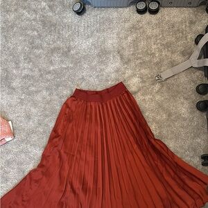 Red orange Pleated Skirt
